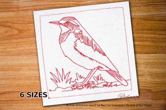 African Pied Wagtail Redwork: A Charming Bird Design