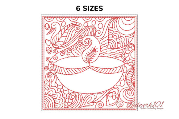 Diwali Deep Design Redwork Review for Boutique Apparel