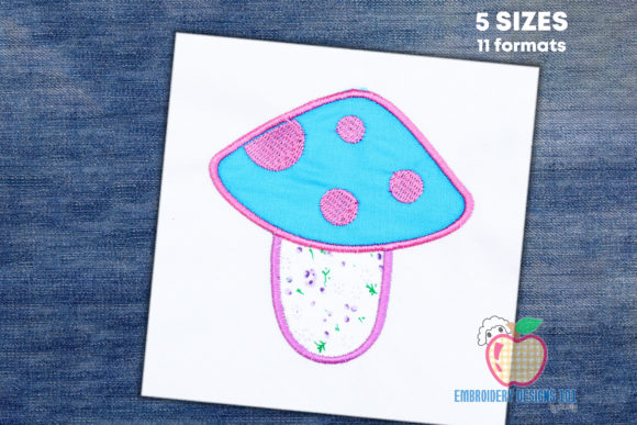 Pink Mushroom Embroidery Design