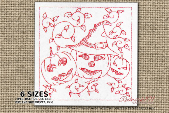 Review: Decorated Halloween Pumpkins Redwork Design