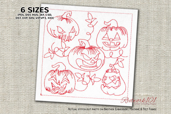 Review: Halloween 5 Spooky Pumpkins Redwork Design